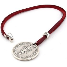 Resim Solfera Dionysos Greek Sikke Metal Bordo Deri Erkek Kolye Q0386 
