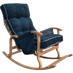 Resim Zuesse Dizayn Mosso Çift Minderli Ahşap Sallanan Sandalye Tv Baba Koltuğu Dinlenme Koltuğu Petrol Yeşili - Gri 