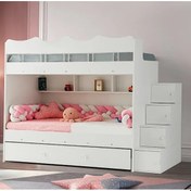 Resim Grey Mdf Çelik Profilli Yavrulu Ranza Beyaz M2 90 X 190 Cm 