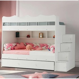 Resim Grey Mdf Çelik Profilli Yavrulu Ranza Beyaz M2 90 X 190 Cm 