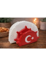 Resim Seramik Peçetelik 7,5 Cm Dekoratif Masa Üstü Peçete Tutucu, Şık Sunum Kırmızı 