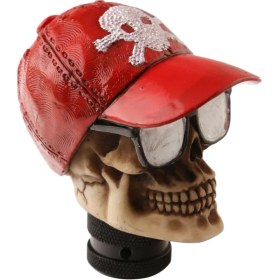 Resim Homyl Evrensel Araba Manuel Vites Kolu Kafa Kafatası Beyzbol Şapkası Shifter Kırmızı (Yurt Dışından) 