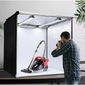 Resim Triline 80x80cm Profesyonel Stüdyo Led Işıklı Ürün Fotoğraf Çekim Çadırı 