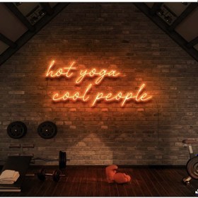 Resim Hot Yoga Cool People Yazılı Neon Tabela Turuncu 