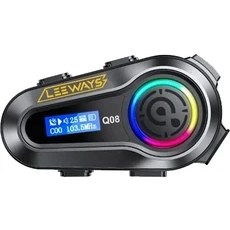 Resim Leeways Q08 5.3 Uyumlu Motosiklet Kask Kulaklık Intercom Işıklı Motorsiklet Interkom 