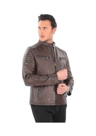 Resim Newzaya Hakiki Deri Erkek Ceket Klasik Şıklıkla Buluşan Modern Stil Kahverengi 