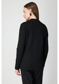 Resim On Fashion Kadın Düğmeli Ceket Yaka Triko Siyah Hırka 63926 Siyah 
