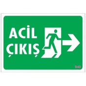 Resim SÖNSAN UYARI LEVHALARI "ACİL ÇIKIŞ - SAĞ " PVC 17,5*25 