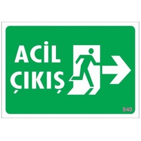 Resim SÖNSAN UYARI LEVHALARI "ACİL ÇIKIŞ - SAĞ " PVC 17,5*25 