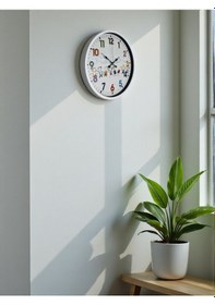 Resim 36 Cm Beyaz Çocuk Odası Duvar Saati Çok Renkli 