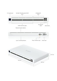 Resim Ubıquıtı Uısp-s-pro 16 Port 27v Pasif Poe+8 Port Gb Rj45+4x10gb Sfp+ Uplınk 220w Poe L2 Yönetilebilir Swıtch 