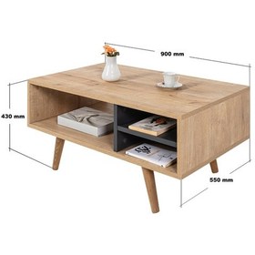 Resim 2033 Venüs Ahşap Ayaklı Orta Sehpa , Safir - Antrasit , Salon , Ofis , Oturma Odası Safir Meşe 