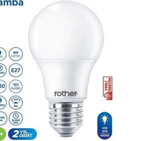 Resim Rtl01113 Rother A60 Led Ampul 9w E27 810 Lümen 4000k Gün Işığı - Enerji Tasarruflu Ampul 