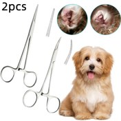 Resim 2 adet Paslanmaz Çelik Evcil Hayvan Kulak Saç Temizleyici, Köpek Bakımı Hemostat Aracı Düz ve Kavisli Uçlarla, Evcil Hayvan Tüyü Alma | Ergonomik Sap | Cilalı Bitiş, Evcil Hayvan Tüyü Temizleme Aracı 
