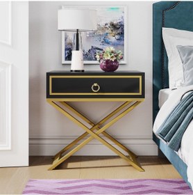 Resim Hitit Dekorasyon Jasmin Gold Metal Siyah Komodin 
