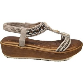 Resim Ventes Dolgu Topuk Rahat Günlük Kadın Taşlı Sandalet 1332006-z Ten 