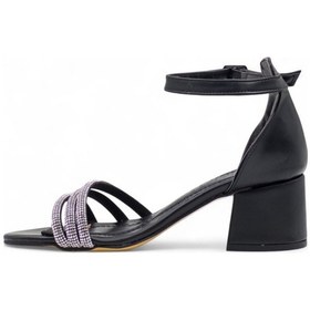 Resim Berk Taşlı Alçak Topuklu Abiye Cilt Siyah 