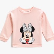 Resim Kız Bebek Minnie Mouse Baskılı Sweatshirt Bisiklet Yaka Lisanslı Pamuklu 