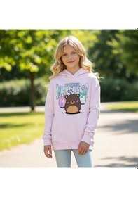 Resim Squish Kapüşonlu Kız Çocuk Tunik Sweatshirt Pembe 