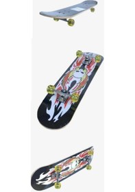 Resim Silikon Teker Kemik Desen Üstü Zımparalı Kaykay 80 CM Büyük Kayk Çok Renkli 