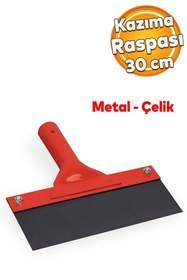 Resim Badem10 Kazıma Sıyırma Raspası Metal Saplı Çelik 30 cm Spatula İnşaat Duvar Harç Parke Zemin Temizlleme 