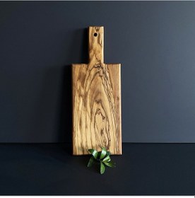 Resim Zeytin Ağacı Ahşap Dikdörtgen Steak Tahtası Sunum Tahtası 34x14 Cm Kahverengi 