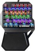 Resim Rampage KB-R77 Palm USB Rainbow Backlight Outemu 36 Tuş Mini Kablolu Oyuncu Klavyesi Rampage