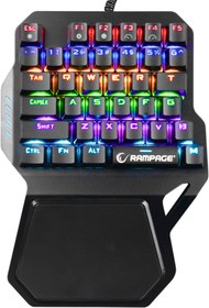 Resim Rampage KB-R77 Palm USB Rainbow Backlight Outemu 36 Tuş Mini Kablolu Oyuncu Klavyesi Rampage