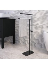 Resim Florida Ayaklı Havluluk, İkili, 15.3 X H89.9 X 39cm - Mat Siyah 