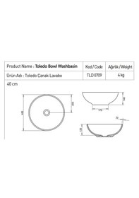 Resim Turavit Toledo TLD0709 Çanak Lavabo 40 CM 