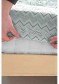 Resim Star Lastikli Çarşaflı Pamuklu Tek Kişilik Nevresim Takımı - Yeşil 