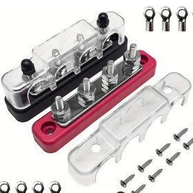 Resim Challenger 150a 4 Yollu Busbar Otomotiv Füze Tutucu Terminalli Siyah Kırmızı Set Araç Tekne Yat 