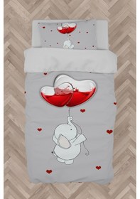 Resim Mekta Home Bebek Ve Çocuk Odası Fil Ve Kalpli Balon Desenli Nevresim Takımı 