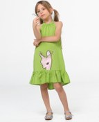 Resim Ceylan Fırfırlı Yeşil Kız Elbise-yeşil Yeşil 