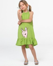 Resim Ceylan Fırfırlı Yeşil Kız Elbise-yeşil Yeşil 