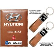 Resim Plakanıza Özel Hyundai Logolu Taba Ruhsat Kabı Ve Anahtarlık 