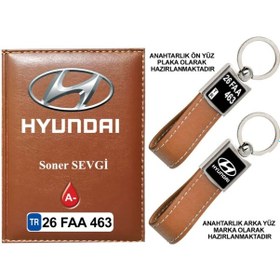 Resim Plakanıza Özel Hyundai Logolu Taba Ruhsat Kabı Ve Anahtarlık 