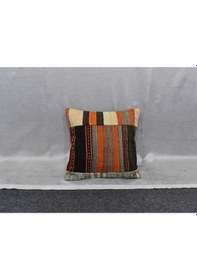 Resim Zehra Abla Halı Yeni El Dokuma Patchwork Kırkyama Dekoratif Kilim Kırlent Yastık Kılıfı 6436 Çok Renkli 