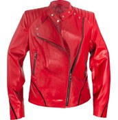 Resim Derimosa Stefenia Hakiki Deri Kırmızı Kadın Mont 