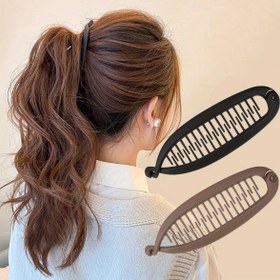 Resim 2 Adet Mat Oval Saç Tutturucu Seti, Vintage Minimalist Şirin Stil, Plastik Kilitli Taraklar için Dalgalı Fishtail Saç, Katı Renkli Saç Aksesuarları Kadınlar ve Kızlar için, 14+ Yaş için Uygundur 