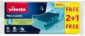 Resim Vileda Pro Clean Aktif Enzimli Oluklu Sünger, 3’lü Paket 