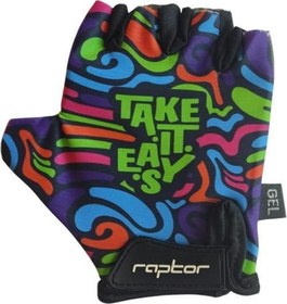 Resim Raptor Çocuk Eldiveni Kısa Parmak Çocuk Bisiklet Eldiveni Silikon Jelli Take it Easy Desenli M Beden 