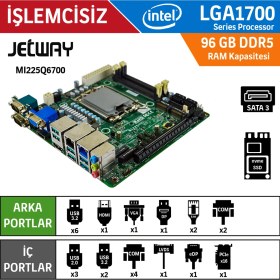 Resim Jetway MI225Q6702 Q670E Ddr5 Tpm2.0 1700 Pin Endüstriyel Mini 