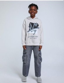 Resim Jack Lions Erkek Çocuk Desenli Şardonlu 3 İplik Sweatshirt-14259 Gri 