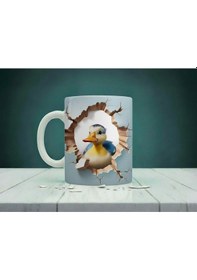 Resim Baskılı Kupa Bardak 3d Ördek Baskılı Beyaz 