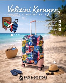 Resim Bag & Go Store Valiz Koruyucu Kılıf Esnek Likralı Bavul Kılıfı Çizilmelere Karşı Koruma 