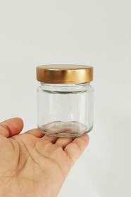 Resim Afracam 255 ml Kavanoz Metal Derin Kapaklı 255 Cc Şeffaf Reçel, Marmelat Cam Kavanoz Deep 6 Adet (Altın Kapak) 