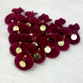 Resim ZEYMERADE Hediyelik Bordo Kadife Kese, Düğün, Nişan, Nikah, Kına, Sünnet, Doğum, Mevlüt, Söz, 25 Adet 