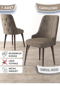 Resim Canisa Newa Serisi, 1.sınıf Babyface Kumaş Kahve Metal Gold Halkalı, 1 Adet Cappucino Sandalye Sandalye Cappucino Ayaklar Kahve 