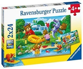 Resim Ravensburger 2x24 Parça Ayı Ailesi Kampta Puzzle 052479 